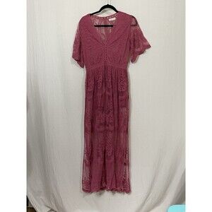 Women's Honey Punch Red Embroidered Floral Lace Overlay Vacation Romper Dress